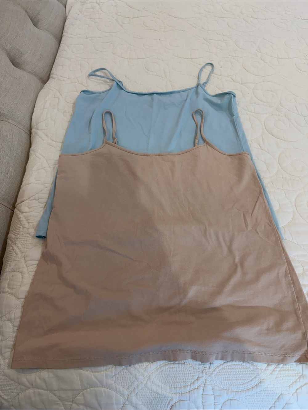 LOFT Two-Pack Spaghetti Strap Camisoles in Light Blue & Nude